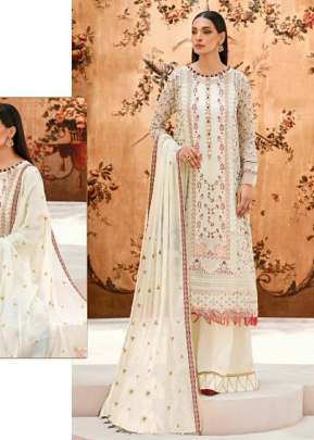 Fancy Designer Georgette Heavy Embroidery Work Pakistani Suit White Color R DN 557 NX