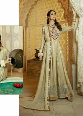 Fancy Designer Georgette With Heavy Embroidery Work Pakistani Suit Off White Color R DN 437