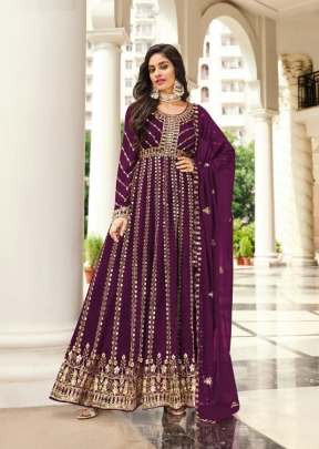 Fancy Designer Heavy Embroidery With Sequence Work Anarkali Suits Wine Color DN 2069