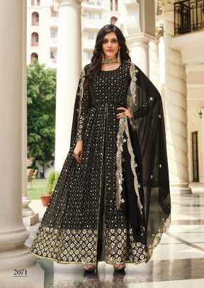 Fancy Designer Heavy Embroidery With Sequence Work Anarkali Suits Black Color DN 2071