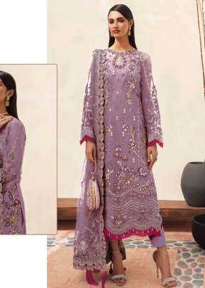 Fancy Designer Heavy Net With Embroidery Work Pakistani Suit Purple Color R DN 519