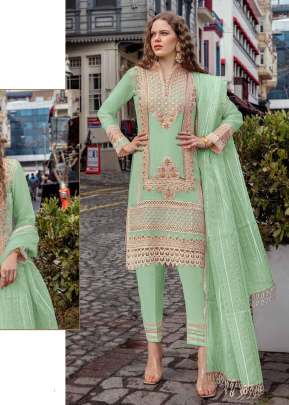 Fancy Designer Organza Work With Embroidery Work Pakistani Suit Light Pista Color R DN 567 NX