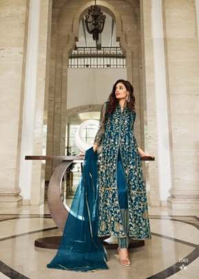 Fancy Designer Pure Butterfly Net With Sequence Work Anarkali Suit Rama Color SN DN 2065