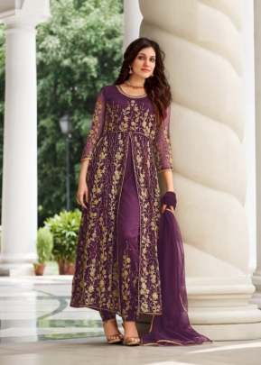 Fancy Designer Pure Butterfly Net With Sequence Work Anarkali Suit Wine Color SN DN 2066