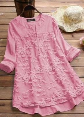 Fancy Designer Western Georgette Top Pink