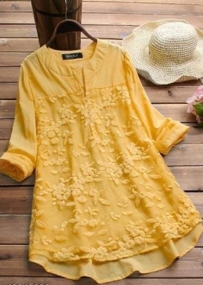 Fancy Designer Western Georgette Top Yellow