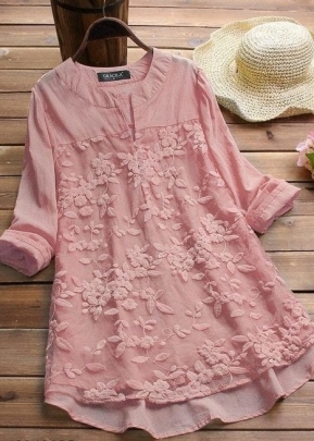 Fancy Designer Western Georgette Top Peach