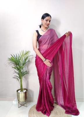 Fancy Satin Butti With Attractive Soft Pure Ready To Wear Saree Pink Color