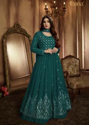 Fiona Designer Heavy Faux Georgette With Embroidery Work With Thread and Foil Paper Work Anarkali Gown Rama Green Color DN 51173