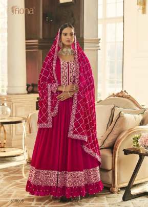 Fiona Sachi Heavy Real Georgette With Embroidery Work Anarkali Suits Dark Pink Color DN 51000 B