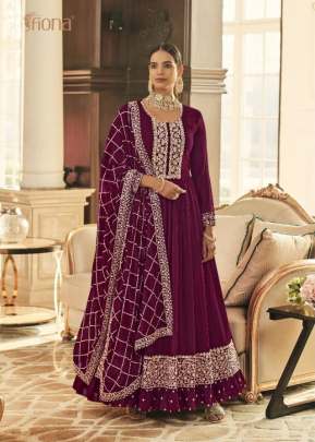 Fiona Sachi Heavy Real Georgette With Embroidery Work Anarkali Suits Wine Color DN 51000 C