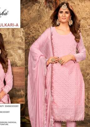 Fulkari NX Georgette With Heavy Embroidery Work Pakistani Suit Pink Color A