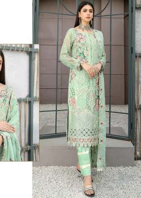 Georgette Embroidery Work Pakistani Suit Light Green Color R DN 586 