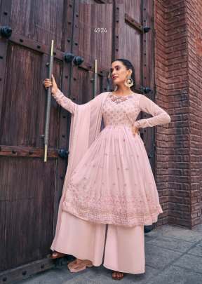 Georgette Exclusive Embroidered Stitched Palazzo Suit Baby Pink Color DN 4924