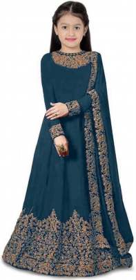 Georgette Heavy Embroidery Designer Kids Gown Rama Color DN 1159