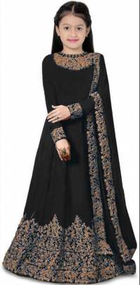 Georgette Heavy Embroidery Designer Kids Gown Black Color DN 1159