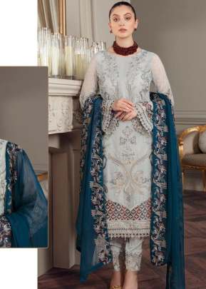 Georgette Heavy Embroidery Work Pakistani Suit Grey Color DN 531