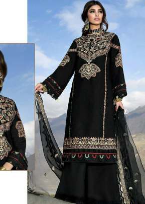 Georgette Heavy Embroidery Work Pakistani Suit Black Color DN 492