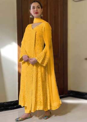 Georgette With Embroidery With Sequence Work Pakistani Suit Yellow Color DN 112