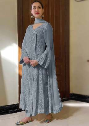 Georgette With Embroidery With Sequence Work Pakistani Suit Grey Color DN 112