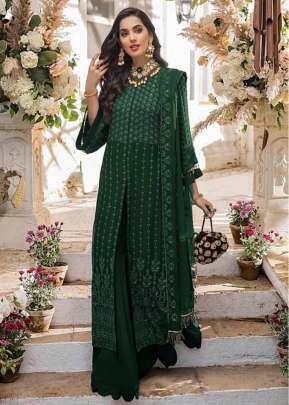 Georgette With Embroidery Work With Diamond Work Pakistani Suit Green Color DN 121