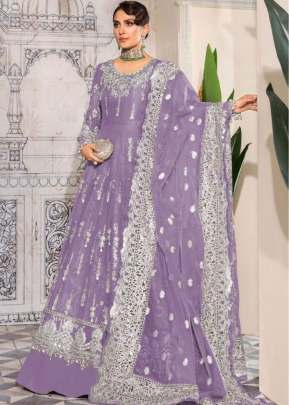 Georgette With Sequence And Embroidered Work Pakistani Suit Lavender Color DN 132