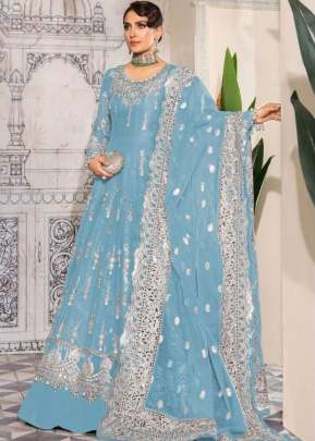 Georgette With Sequence And Embroidered Work Pakistani Suit Sky Blue Color DN 132