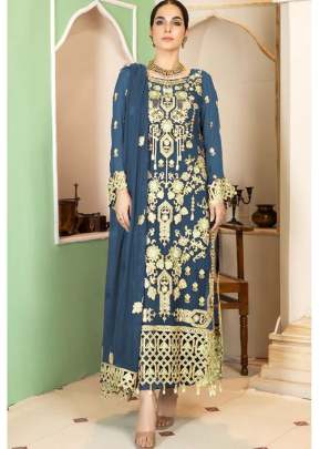 Georgette With Sequence Embroidered Pakistani Suit Blue Color DN 128