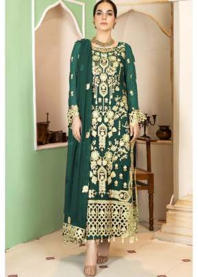 Georgette With Sequence Embroidered Pakistani Suit Green Color DN 128