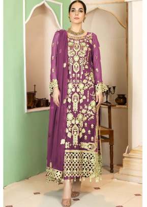 Georgette With Sequence Embroidered Pakistani Suit Rani Color DN 128