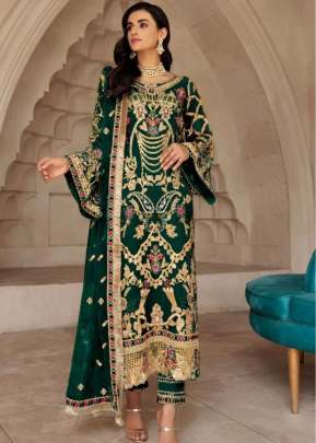 Georgette With Sequence Embroidery Work With Stone Work Pakistani Suit Green Color DN 130