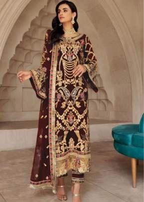 Georgette With Sequence Embroidery Work With Stone Work Pakistani Suit Coffee Color DN 130