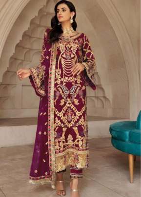 Georgette With Sequence Embroidery Work With Stone Work Pakistani Suit Rani Color DN 130