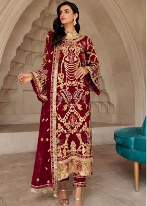 Georgette With Sequence Embroidery Work With Stone Work Pakistani Suit Maroon Color DN 130