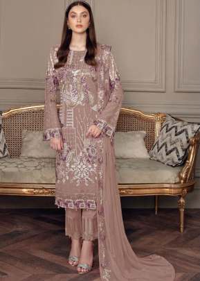 Georgette With Sequence Embroidery Work And Diamond Work Pakistani Suit Chiku Color DN 134 E