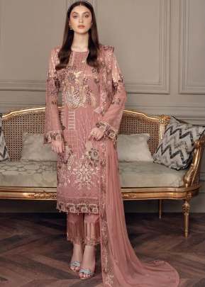 Georgette With Sequence Embroidery Work And Diamond Work Pakistani Suit Light Peach Color DN 134 