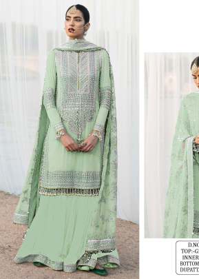 Georgette With Sequence Embroidery Work And Diamond Work Pakistani Suit Light Pista Color DN 142