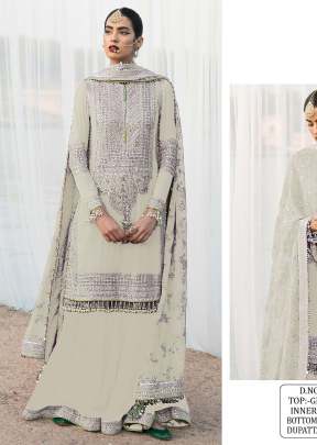 Georgette With Sequence Embroidery Work And Diamond Work Pakistani Suit Off White Color DN 142