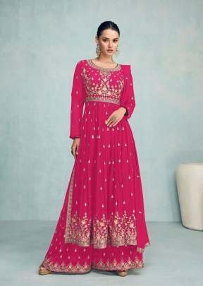 Gulkayra Designer Nayra Vol 5 Georgette Embroidered Nayra Cut Suit DN 7205 Pink Color