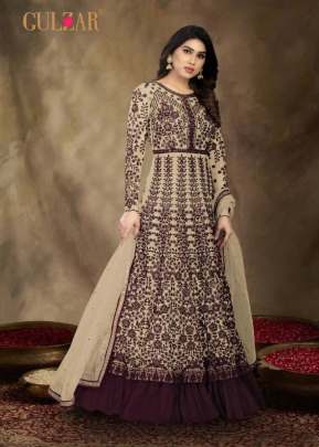 Gulzar Heavy Butterfly Net With Embroidery And Stone Work Anarkali Suit Cream Color DN 1002 B