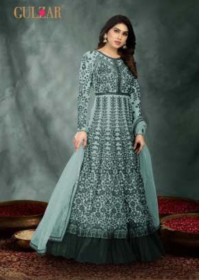 Gulzar Heavy Butterfly Net With Embroidery And Stone Work Anarkali Suit Sky Color DN 1002 C