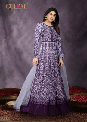 Gulzar Heavy Butterfly Net With Embroidery And Stone Work Anarkali Suit Purple Color DN 1002 D