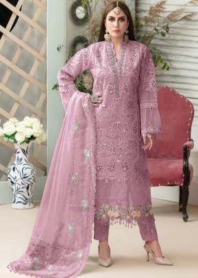 Heavy Butterfly Net With Heavy Embroidery Work Pakistani Suit Pink Color DN 9110