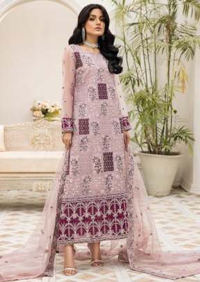 Heavy Butterfly Net With Heavy Embroidery Work Pakistani Suit Pink Color DN 9124 A