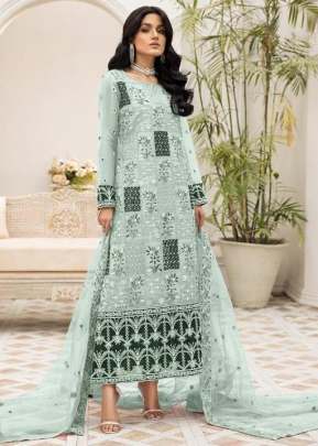 Heavy Butterfly Net With Heavy Embroidery Work Pakistani Suit Light Pista Color DN 9124 B