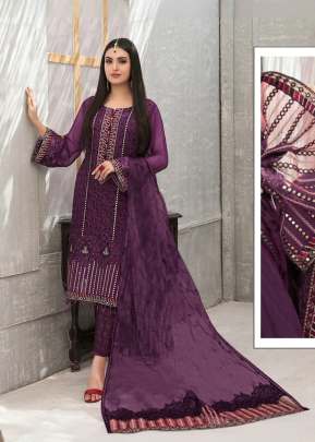 Heavy Faux Georgette With Chain Stitch Work With Mirror Embroidery Work Pakistani Suit Wine Color DN 1029