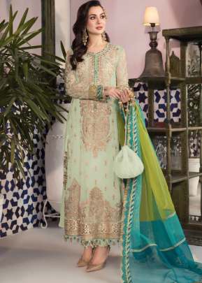 Heavy Faux Georgette With Embroidery  Sequence Work Pakistani Suit Pista Color DN 9115