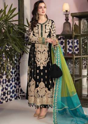Heavy Faux Georgette With Embroidery  Sequence Work Pakistani Suit Black Color DN 9115