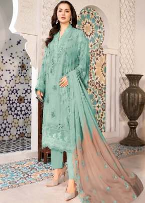 Heavy Faux Georgette With Embroidery And Stone Work Pakistani Suit Batli Color DN 9112