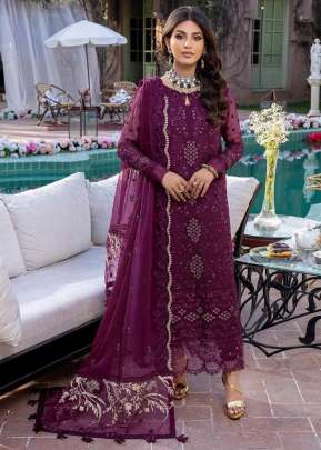 Heavy Faux Georgette With Embroidery And Stone Work Pakistani Suit Wine Color DN 9116